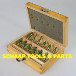 Frezenset profi mini 12 delig HW-hardmetaal in houten kist schacht 8 mm | 20308